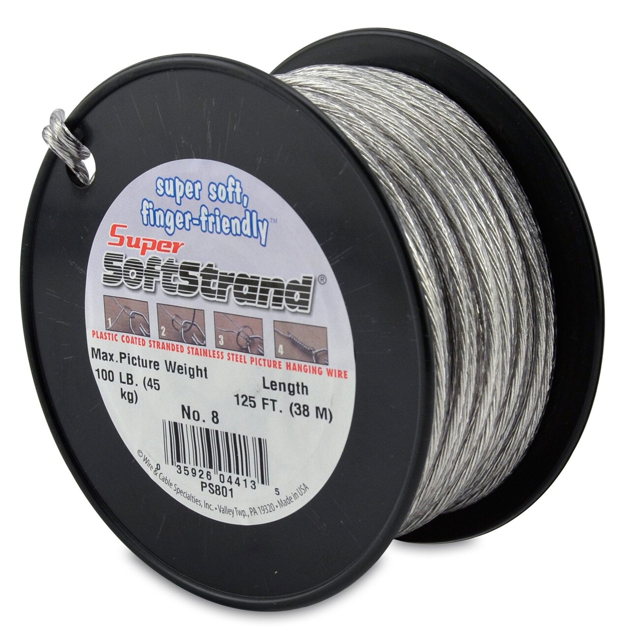 Super Softstrand, Vinyl-Coated Stranded Stainless Steel Picture Wrapping Wire, Various Sizes